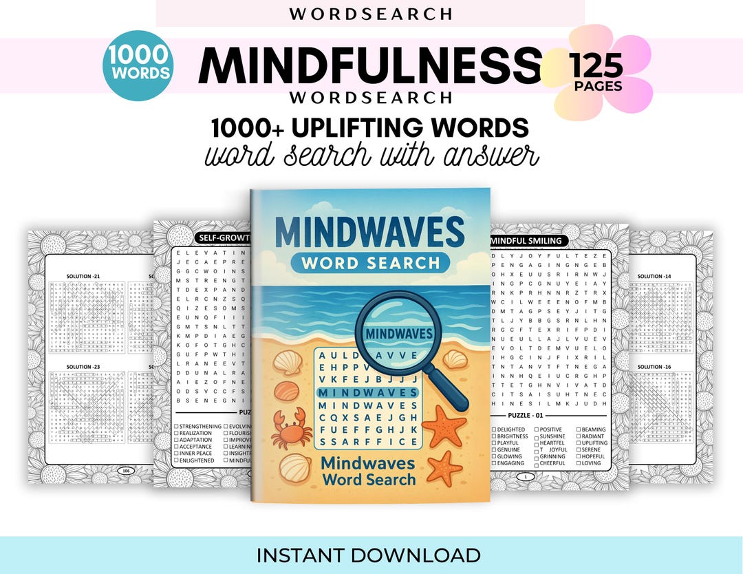 Mindfulness Word Search, Calm Your Mindy Activity, Anxiety Relief ...