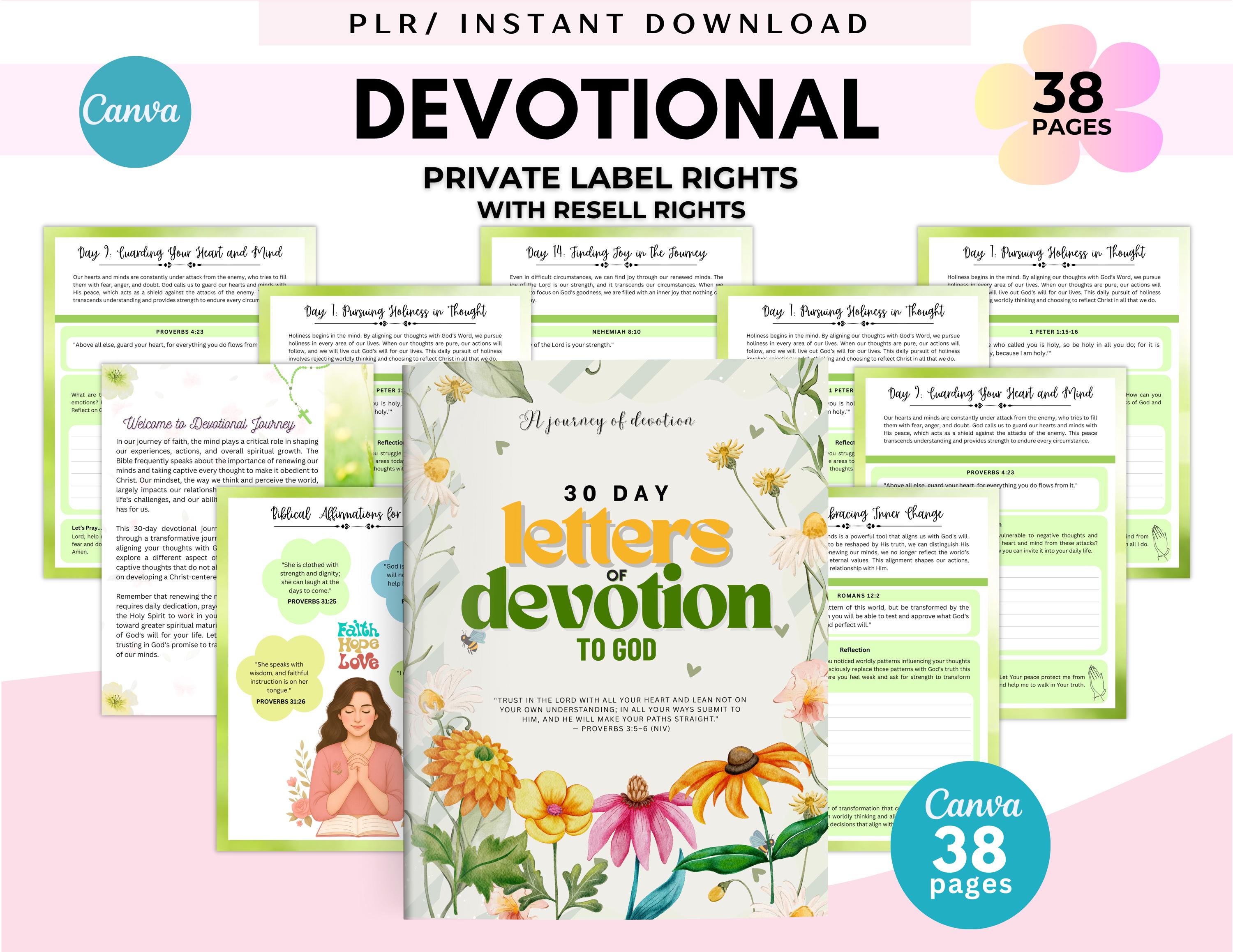 PLR Prayer Journal Bundle | Christian Devotional, Editable Canva ...