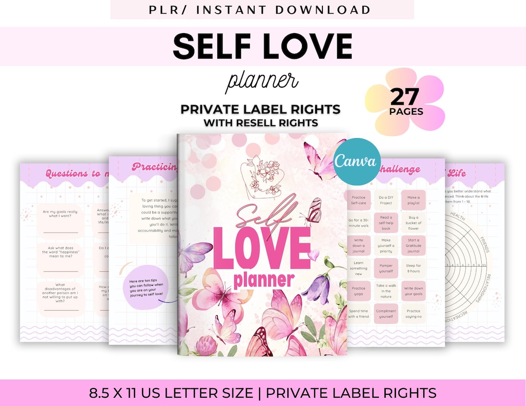PLR Self Love Journal: Printable Canva Template for Etsy Shop ...