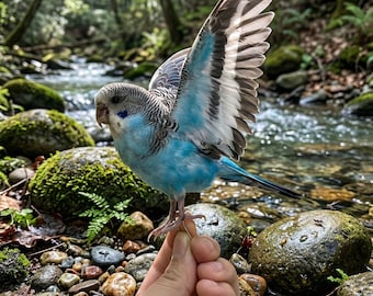 Budgie Specimen,Real Blue Budgerigar Specimen,Mount Spread Wings Budgie Specimen,Oddities Vulture Culture Dark Academia Decor,Real Bird.
