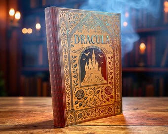 Joyero de madera con grabado de Drácula y forro de terciopelo