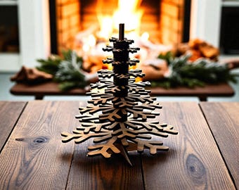 Kit de árbol de Navidad de madera para armar uno mismo: cortado con láser, diseño de 46 piezas encajables. ¡No se necesitan herramientas!