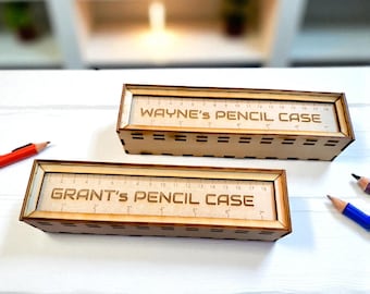 Estuche de madera personalizado con regla / Regalo de madera contrachapada grabada