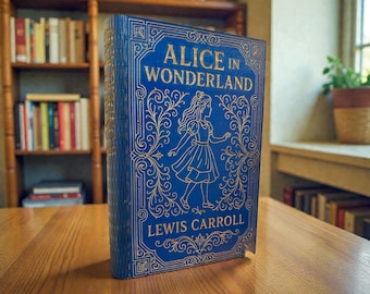 Joyero de madera con grabado de Alicia en el País de las Maravillas y forro de terciopelo.