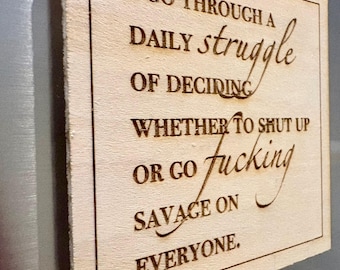 Imanes de madera para nevera con frases sarcásticas y divertidas - Set de regalo con palabras malsonantes