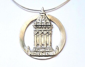 Mannheim Wasserturm Pendant | Fine silver 4,7 cm | Original ‑Unikat | Large Medal Necklace 18,65 g | Silverchain |