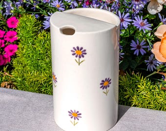 Handmade Ceramic Travel Mug, Hand-painted Flowers Coffee Tumbler with Lid, Pottery To Go Mug, Sippy Mug, Graduation Gift, Bridesmaid Gifts