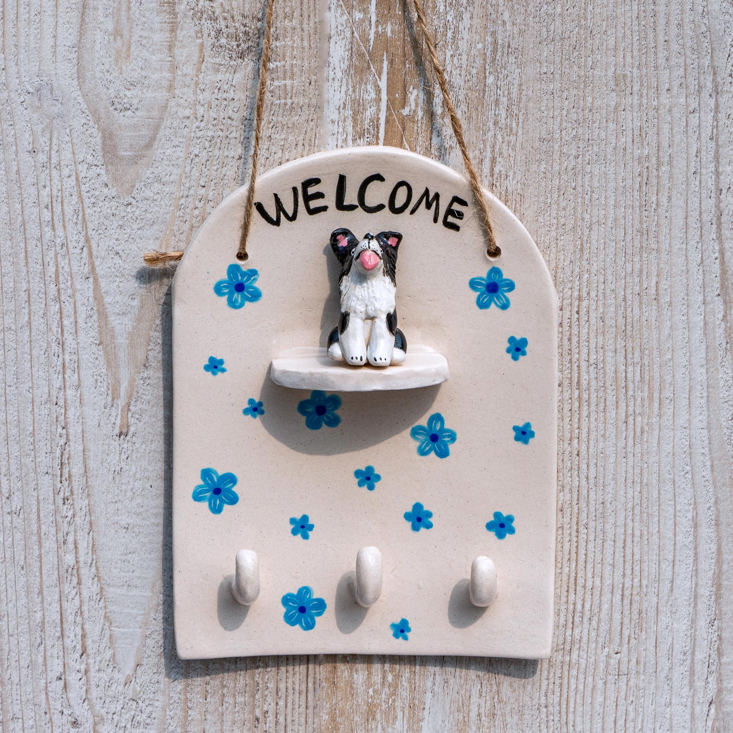 Personalized Ceramic Pet Key Holder for Wall, Handmade Dog/cat
