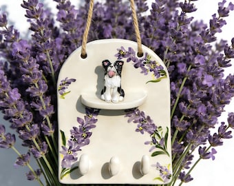 Custom Pet Ceramic Wall Key Holder - Wall Mounted Key Rack with Pet Sculpture, Mother's Day Gift