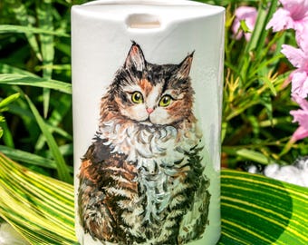 Custom Pet Portrait Travel Mug, Hand-painted Dog Cat Photo Ceramic Tumbler with Lid