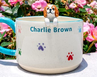 Personalized Pet Mug, Handmade Ceramic Peekaboo Mug Custom Coffee Cup with Pet Figurine Hidden Animal Mug Cat and Dog Mug Gift For Dog Owner