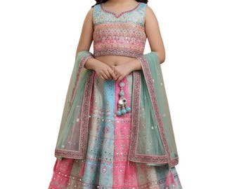 Lehenga Choli para niñas, ropa india confeccionada para niños, ropa festiva para niñas