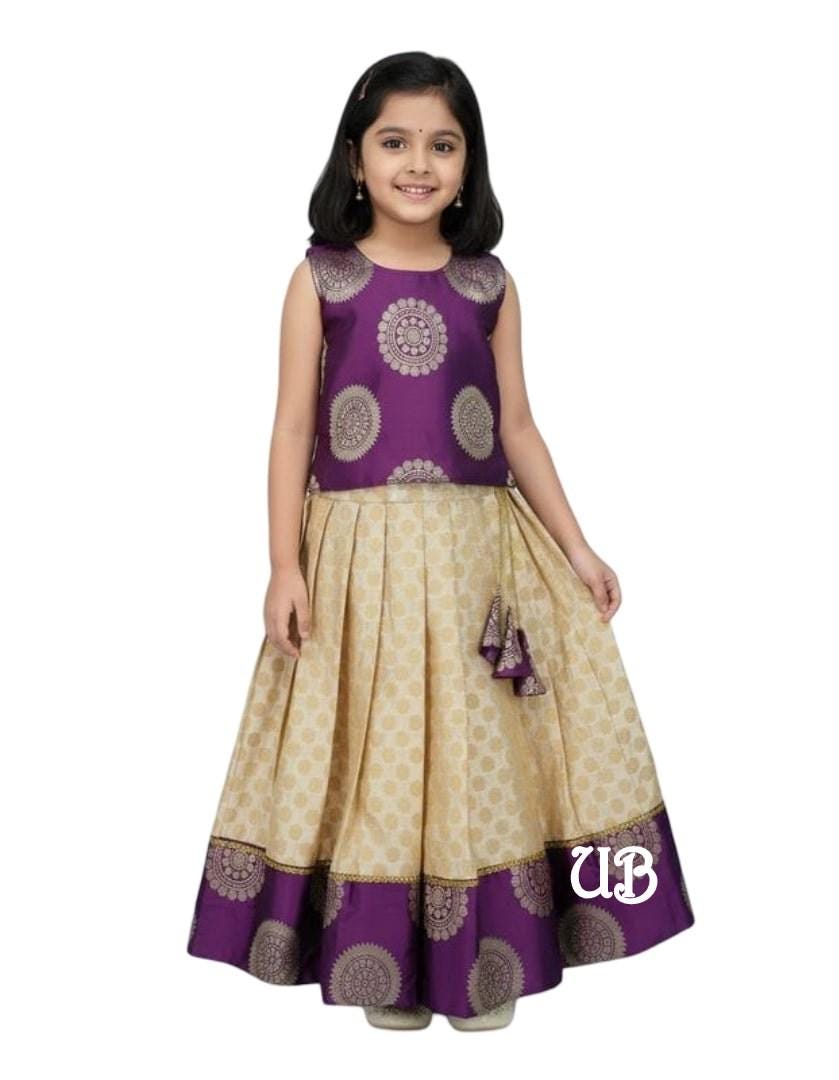 south indian fashion dress Traditional South Indian Silk Cotton Pattu Frock for Girls – Maroon & –  Inayah Fashion main image 0