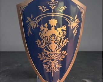 Medieval Lion Crest Shield - Red and Gold Decorative Knight Shield for Display or Cosplay"