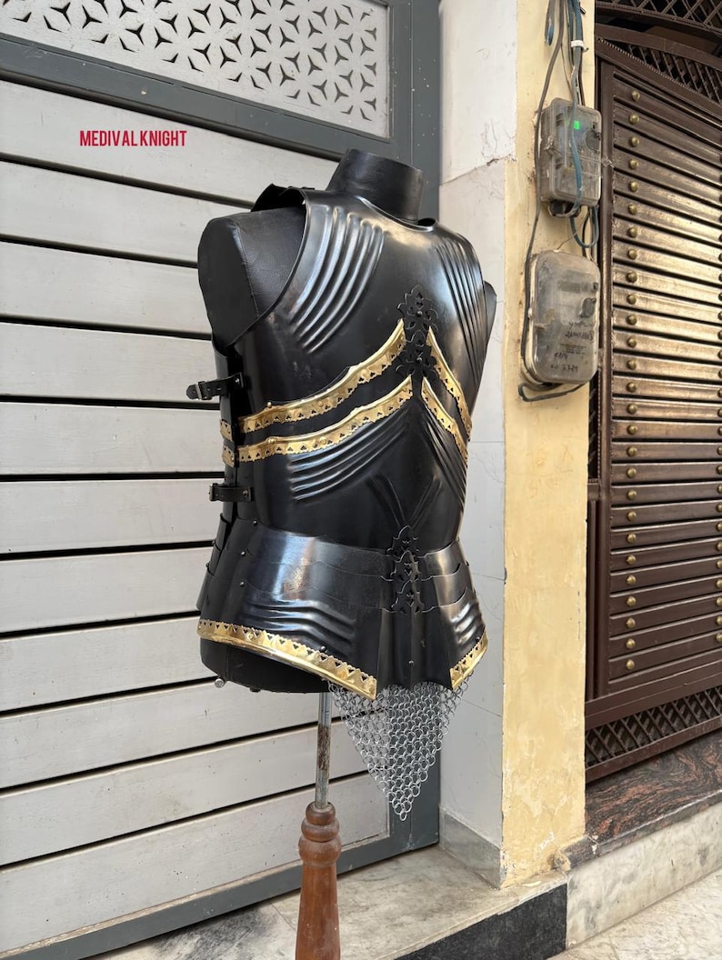 Medieval Knight Armor Cuirass | Black & Gold Steel Chest Plate ...
