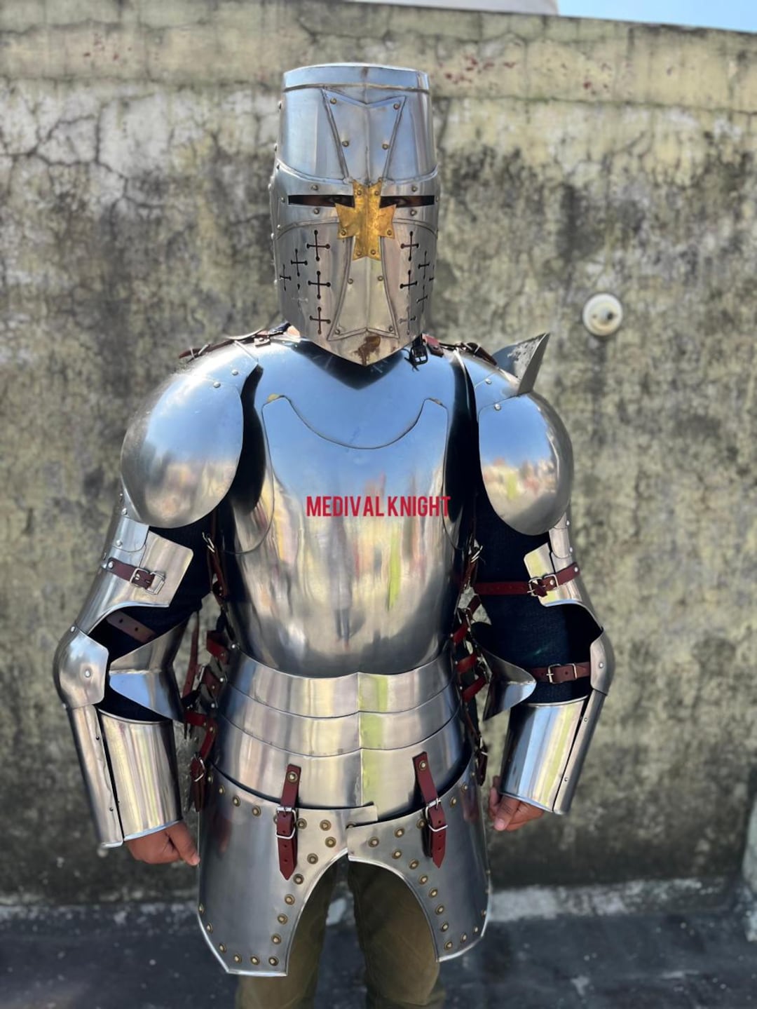 Medieval Knight Crusader Armor Suit – Full Steel Body Armor With Helmet ...