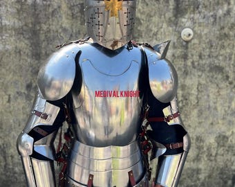 Medieval Knight Crusader Armor Suit – Full Steel Body Armor with Helmet, Handmade Collectible for Cosplay & Home Décor"