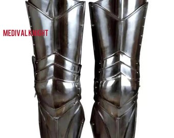 Medieval Knight Leg Armor – Handmade Steel Greaves & Shin Guards for Costume, LARP Collectors"