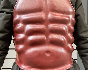 Medieval Leather Muscle Armor | Handmade Red Gladiator Chest Plate Cuirass | LARP, Cosplay & Renaissance Fair Armor"