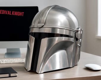 Mandalorian Helmet Replica | Star Wars Cosplay Armor | Sci-Fi Collectible Metal Helmet Prop"