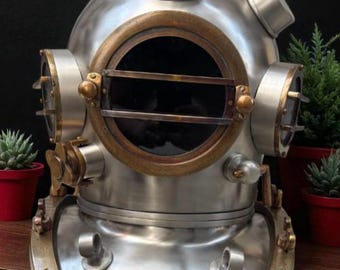 Antique US Navy Mark V Maritime Divers Brass Diving Helmet Deep Sea Scuba Boston.