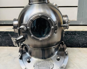 18'' Silver US Navy Mark V Diving Helmet – Polished Aluminum Finish Nautical Maritime Decor