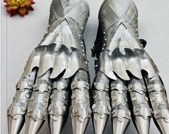 Medieval Steel Nazgul Gloves Armor Steel Costume Gauntlets Gloves.