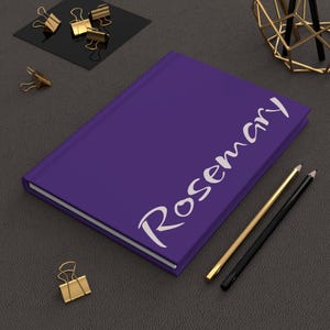 Personalized Journal vertical script hardcover matte Purple personalized name notebook