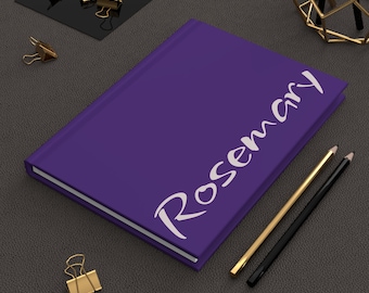 Personalized Journal vertical script hardcover matte Purple personalized name notebook