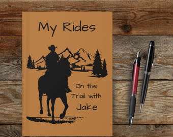 Cuaderno de equitación personalizado con silueta de caballo vaquero, cuaderno de ruta con el nombre de tu caballo, tapa dura, ideal para jinetes.