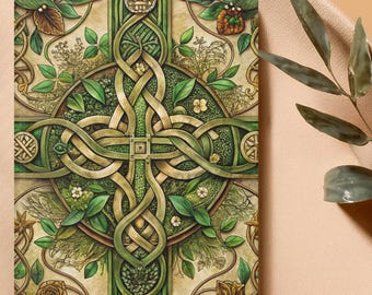 Cuaderno de tapa dura con diseño celta, diseño botánico celta, cubierta mate irlandesa.
