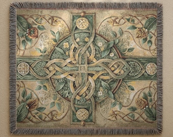 Tapiz de nudo celta, manta tejida, cruz celta, regalo para el Día de San Patricio, decoración, regalo para inauguración de la casa, colgante de pared irlandés en tonos tierra