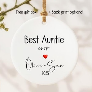 Personalized Aunt Ornament Baby Ornament Aunt Gift Family Name Gift for Aunt Sister Keepsake Long Distance Sentimental Gift
