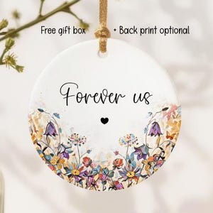 Gepersonaliseerd keramisch ornament: aquarel wilde bloemenontwerp, aandenken geschenkdoos