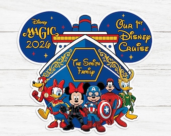 Personalized Disney Marvel Day At Sea 2026 Magnet, Avengers Super Heroes Disney Magic Magnet, Custom Family Cruise Door Magnet, Disney Trip