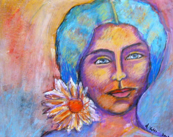 Mixed Media Portrait Painting spirit Woman Etsy