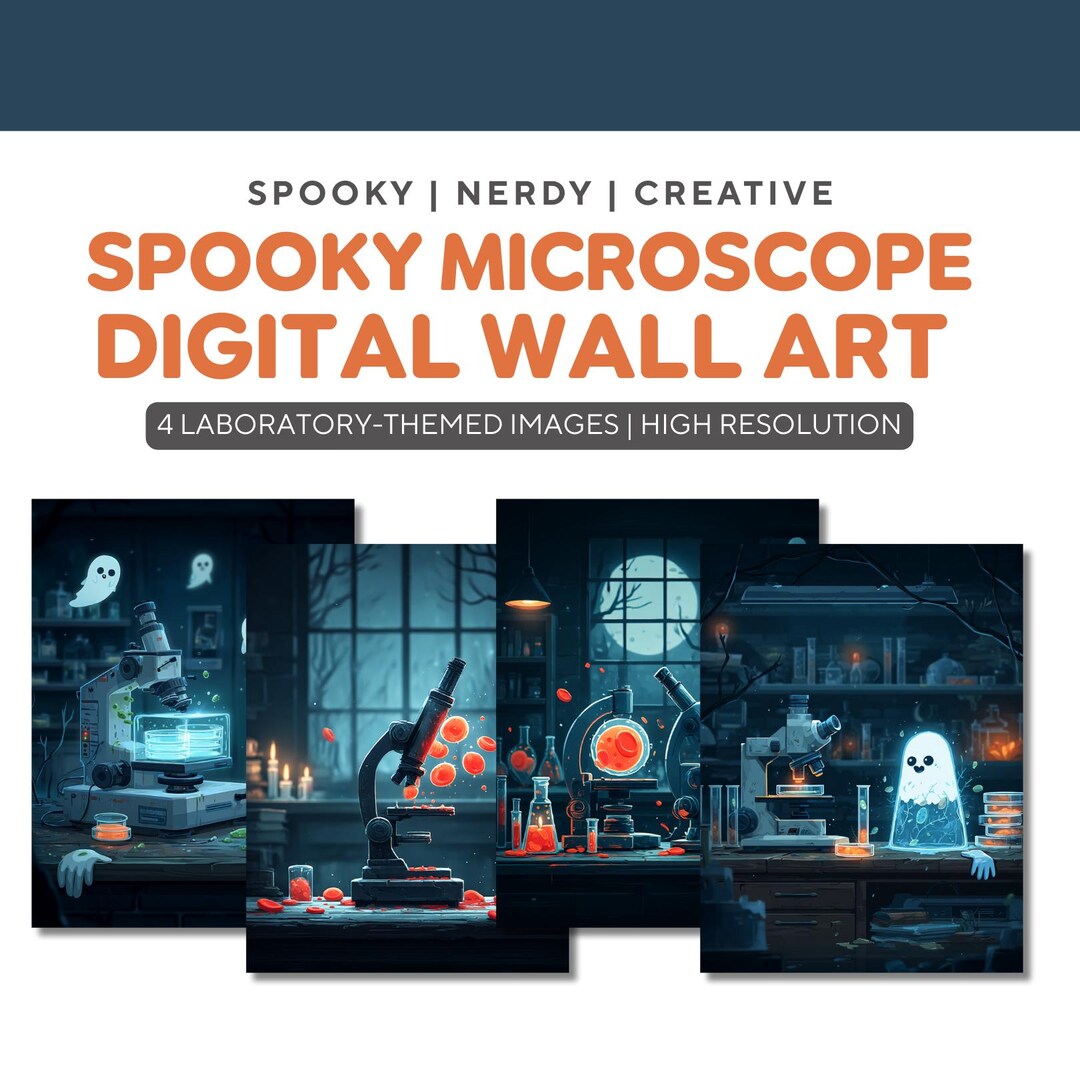 Spooky Science Microscope Halloween Art: Medical Lab Decor (PNG Digital ...