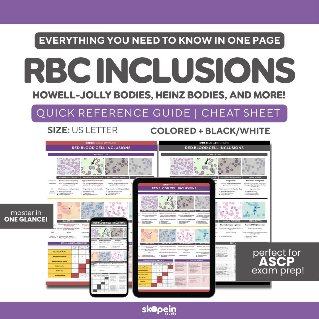 Hematology RBC Inclusions Quick Reference Guide: ASCP Exam Prep ...