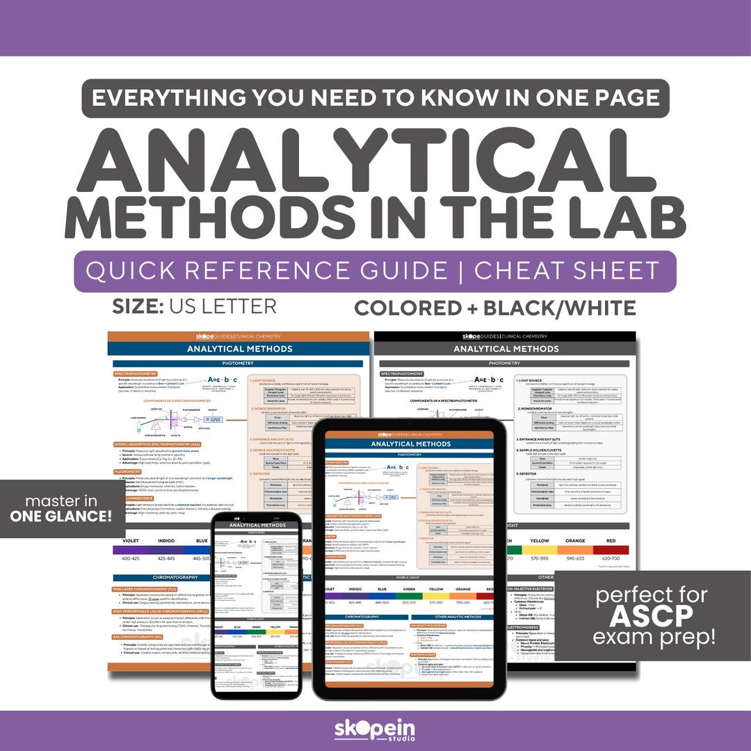 Analytical Laboratory Methods L Quick Reference Guide: MLS ASCP Study ...