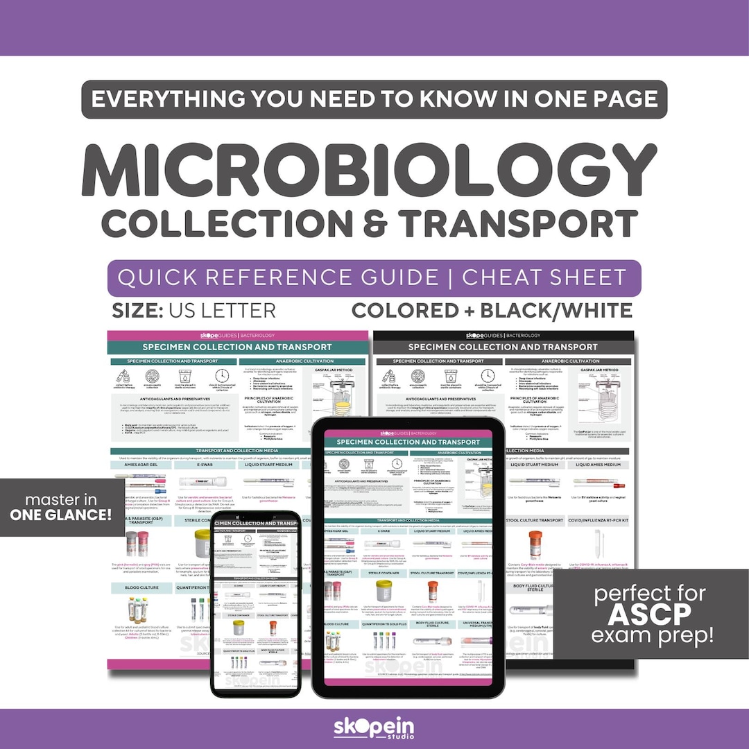 Microbiology Notes Bacteria Collection Transport Reference Guide: Cheat ...