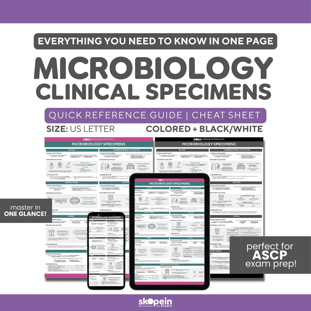 Mls Study Guide Microbiology Notes Bacteria Clinical Specimen Reference Guide: Cheat ...