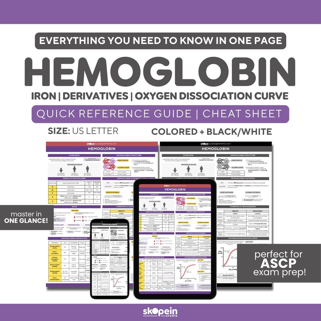 Hemoglobin Hematology Quick Reference Guide: MLS ASCP Exam Prep Notes ...