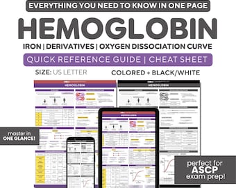 Hemoglobin Hematology Quick Reference Guide: MLS ASCP Exam Prep Notes (Digital Download)