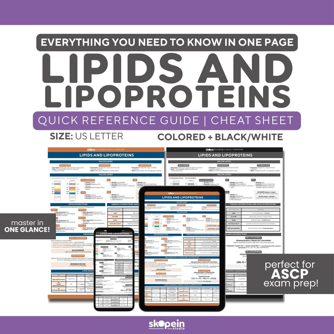 Lipids and Lipoproteins Chemistry Quick Reference Guide: MLS ASCP Exam ...