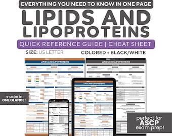 Lipids and Lipoproteins Chemistry Quick Reference Guide: MLS ASCP Exam Prep Notes (Digital Download)