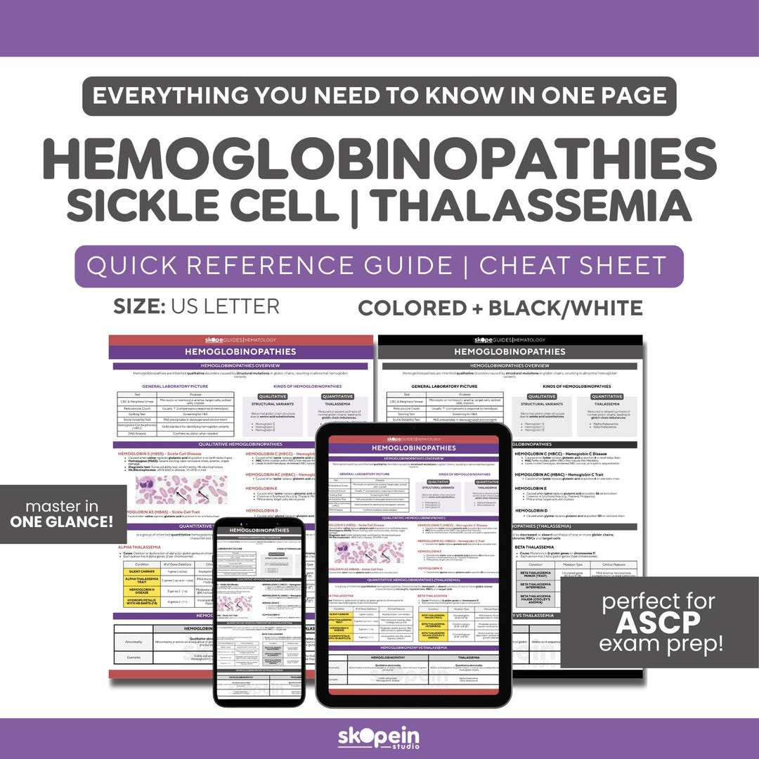 Hemoglobinopathies Hematology Quick Reference Guide: MLS ASCP Exam ...