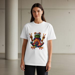 Tie Dye Frog PNG: Hippie Peace Sign Animal Art (Digital Download for Sublimation)