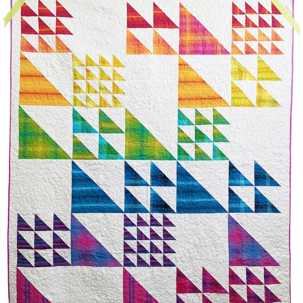 Triangle Quilt Pattern PDF *Fat Quarter Friendly* Vertex by Slightly Biased Quilts