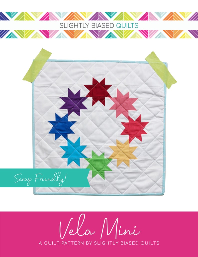 Star Mini Quilt Pattern PDF scrap Friendly Vela by Slightly Etsy
