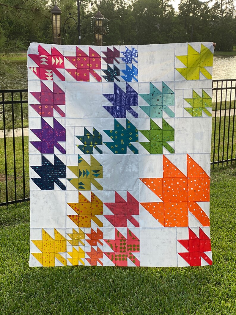 Maple Leaf Quilt Pattern PDF Scrap & Fat Eighth Friendly Changing Leaves by Slightly Biased Quilts image 5